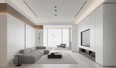 现代极简客餐厅3D模型下载